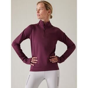 Athleta Whistler Quarter Zip Pullover Small Spiced Cabernet Athletic Performance
